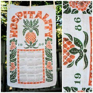 VTG 1986 HOSPITALITY w/ Pineapple Calendar Towel